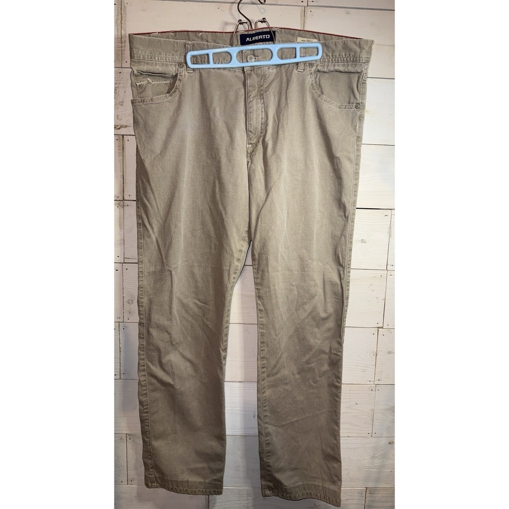 Alberto Jeans Mens 40x34 Stone Modern Fit Twill Cotton Pants